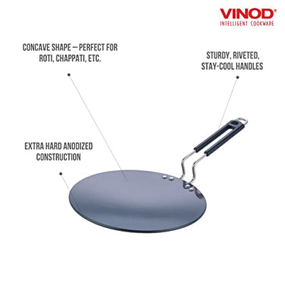 Vinod Cookware Hard Anodized Tawa, Black, 26.5 cm