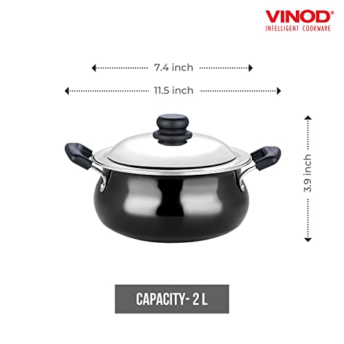 Vinod Hard Anodized Handi -Mini (2 Liters), Induction Friendly