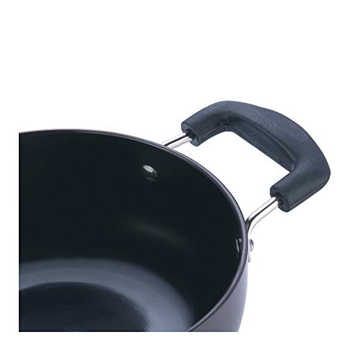 Vinod Cookware Deep Kadai With Lid Black 2.1 Litres