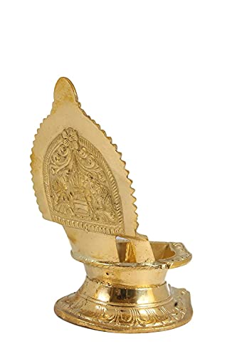 Pink Peony Kanchi Kamatchi Brass Lamp/Vilakku/Diya (Gold) (6)