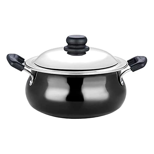 Vinod Pearl Hard Anodised Handi with Stainless Steel Lid Casserole | Capacity: 6.5 Ltr | Large