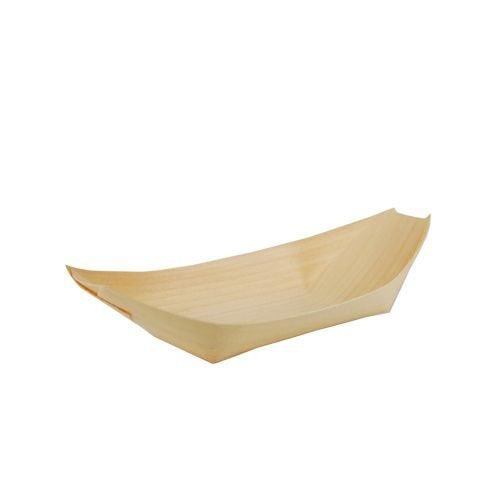 Papstar 84417 50 Finger Food Bowls, Wood 19 cm x 10 cm"Boats"