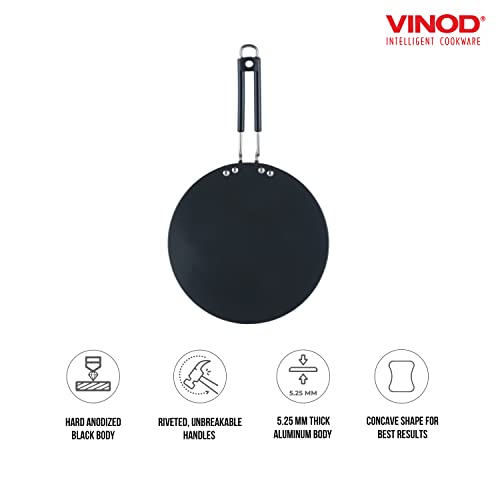 Vinod Cookware Hard Anodized Tawa, Black, 26.5 cm