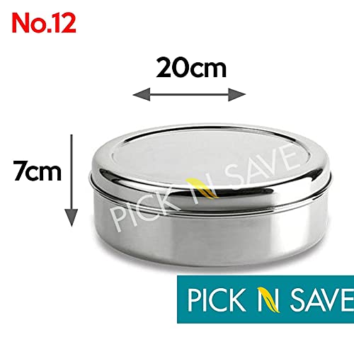 PNS Spice Box/Masala Dabba with 7 Compartments made out of Highest food grade stainless with FREE Serving spoon (20cm, Stainless Steel Lid)