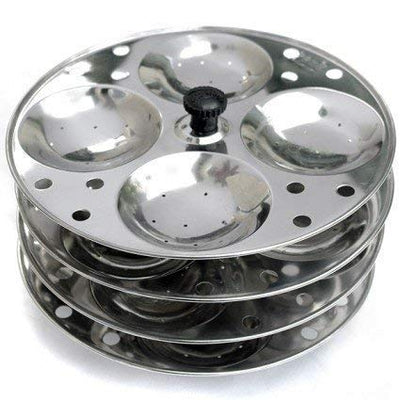 Bignay Stainless Steel Idli Cooker with Strong Handles, Makes 16 Idlis