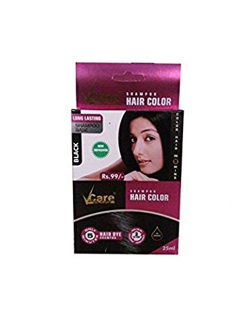 Pack of 4 Vcare Shampoo Hair Color Black - 25ml