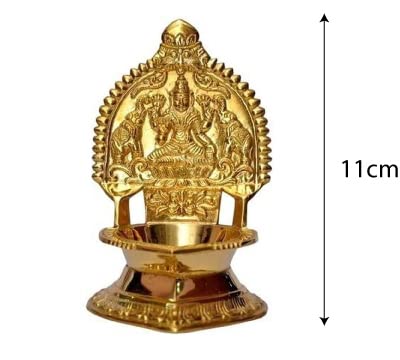 Traditional Brass Kamatchi Vilaku Kamakshi Devi Maa Diya/Oil Lamp, Golden 1pcs 11cm Height