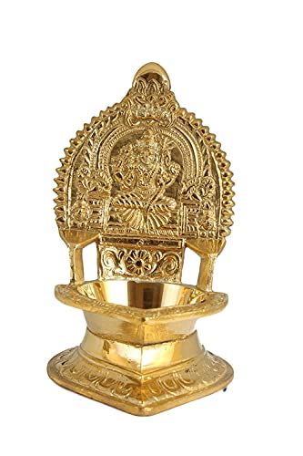 Pink Peony Kanchi Kamatchi Brass Lamp/Vilakku/Diya (Gold) (6)