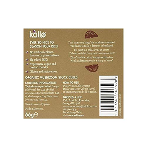 Kallo Mushroom Stock Cubes Organic, 66 g