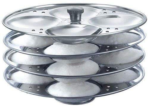 Whopper Stainless Steel Idli Maker Stand with 4 Plates and 16 Cavities 4 Cavities in 1 Plate - Makes 16 Idlis