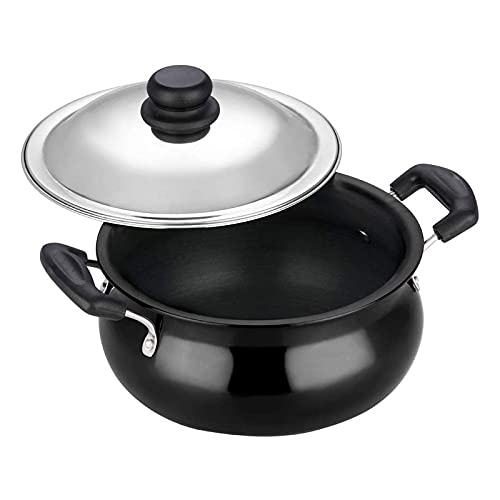 Vinod Pearl Hard Anodised Handi with Stainless Steel Lid Casserole | Capacity: 6.5 Ltr | Large