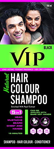 VIP 5 in 1 Hair Colour Shampoo base Hair Color 180 ml Black Hair Colour