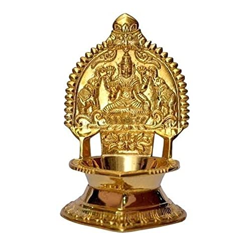 Traditional Brass Kamatchi Vilaku Kamakshi Devi Maa Diya/Oil Lamp, Golden 1pcs 11cm Height