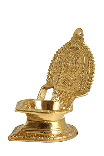 Pink Peony Kanchi Kamatchi Brass Lamp/Vilakku/Diya (Gold) (6)