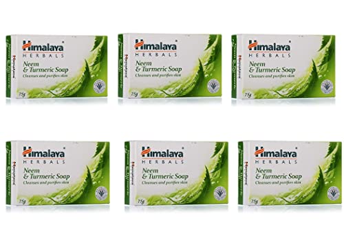 Himalaya Neem Turmeric Soap 75g (Pack of 6) – Goodness of Turmeric and Neem – Cleans Your Skin – Gives You a Refreshing Feel