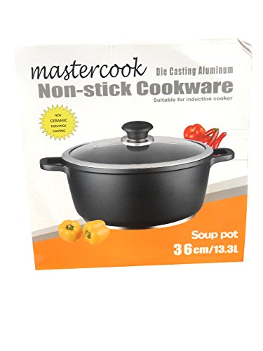 Mastercook 36 cm Black Die-cast Aluminium Non Stick Inductionable Soup Pot