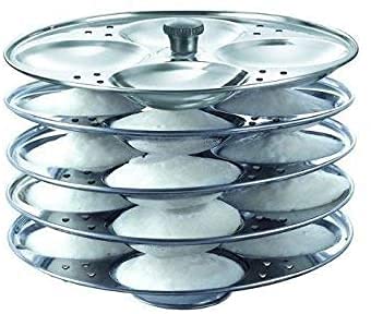 Stainless Steel Idli Maker Stand with 5 Plates and 20 Cavities 4 Cavities in 1 Plate - Makes 20 Idlis