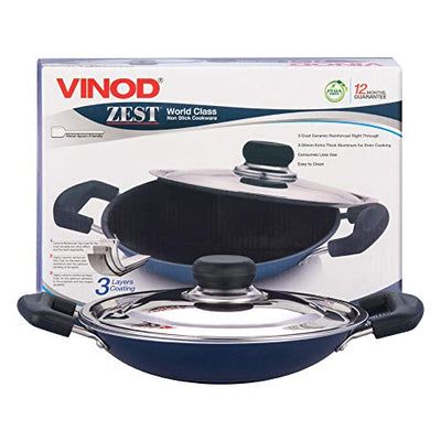 Vinod Appachetty Non Stick Appam Pan with Stainless Steel Lid, 215mm