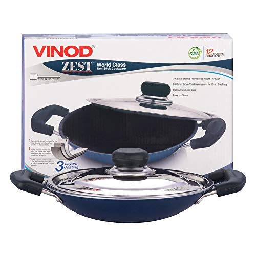 Vinod Appachetty Non Stick Appam Pan with Stainless Steel Lid, 215mm