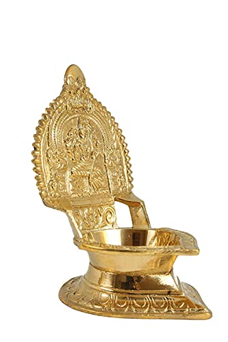 Pink Peony Kanchi Kamatchi Brass Lamp/Vilakku/Diya (Gold) (6)