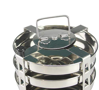 Stainless Steel 3 Plate Dhokla Stand Medium 3 Tier Indian Dhokla Stand for Cooker Steamer