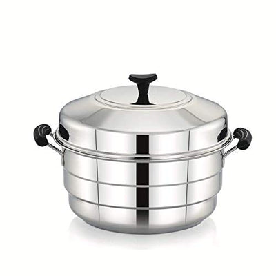 Idli Cooker Idli Maker Idli Steamers 1-Piece Stainless Steel Multi Steamer Pot- 1 Idli Plates (9Idlis),1 Mini Idli Plate (18 Mini Idlis) and 1 Multi Purpose Steamer/Idiyappam Induction Compatible