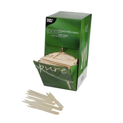 Papstar 18201 Chip Forks Wooden 8.5 cm Pack of 1000