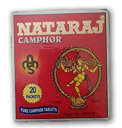 NATARAJ CAMPHOR Pure Camphor Tablets Used In Many Applications Ideal For Pooja, Scent, Hindu festivals 40 Grams