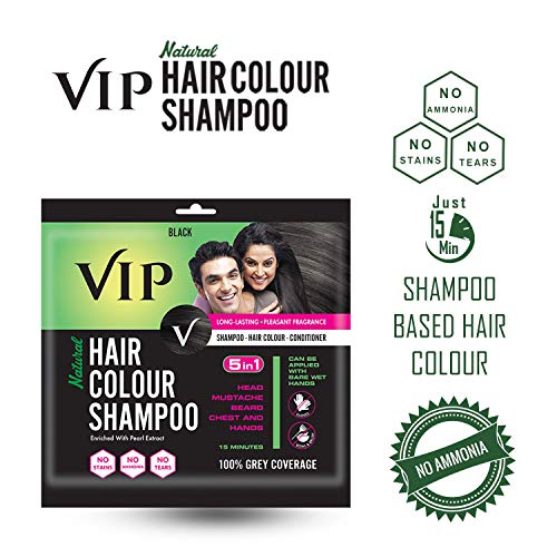 VIP 5 in 1 Natural Hair Colour Shampoo black Colour 40gm (6 pouch)