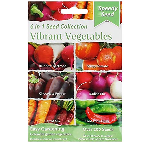 Speedy Seeds 6 in 1 Vegetable Seed Collection for Easy Gardening (6 in 1 Speedy Seeds Vibrant Vegetables)