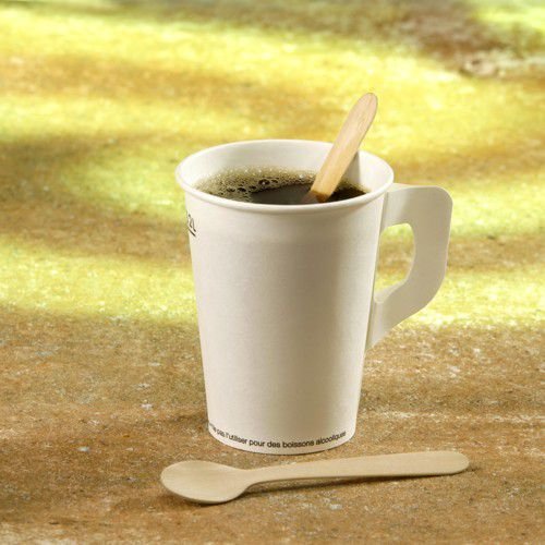 Papstar pure 10085, 100 wooden coffee - tea spoons, made of light birch wood, 11 centimeter