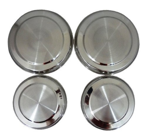 EFG 4 Piece Stainless Steel Hob Cover Protector Lid Set, Silver, Universal