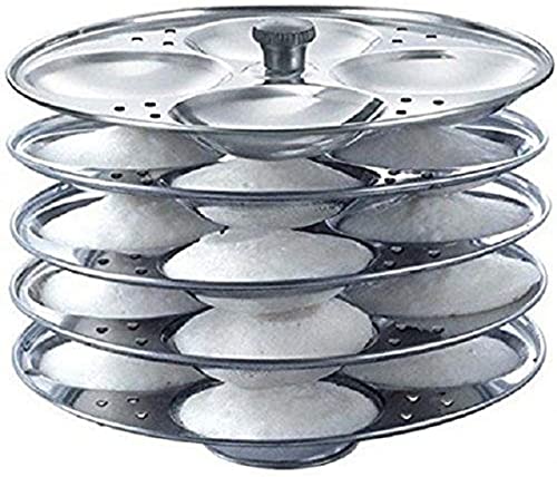 Stainless Steel Idli Maker Stand with 5 Plates and 20 Cavities 4 Cavities in 1 Plate - Makes 20 Idlis