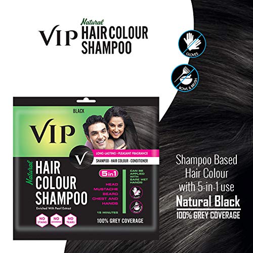 VIP 5 in 1 Natural Hair Colour Shampoo black Colour 40gm (6 pouch)