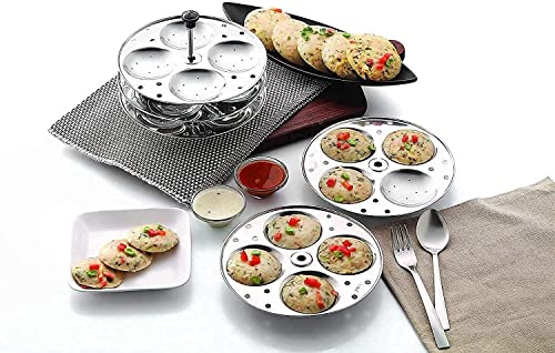 Plates Stainless Steel Heavy Quality Idli Stand for Cooker Idli Maker Makes 12 Medium Size Idlis at Once with Stand Kitchen Tool