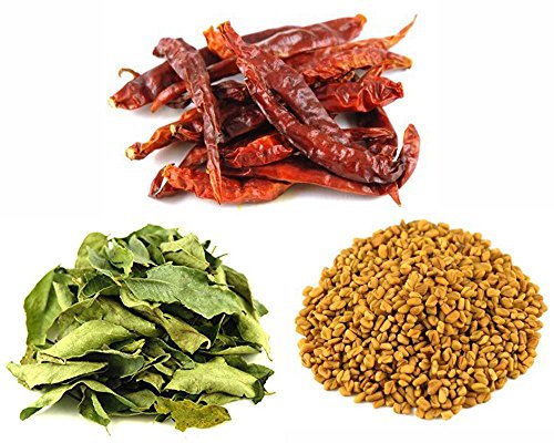 Jalpur Miller Spice Combo Pack - Fenugreek Seeds 100g - Dried Curry Leaves 50g - Dried Kashmiri Chillies 50g (3 Pack)