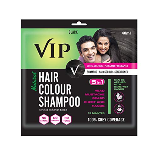 VIP 5 in 1 Natural Hair Colour Shampoo black Colour 40gm (6 pouch)