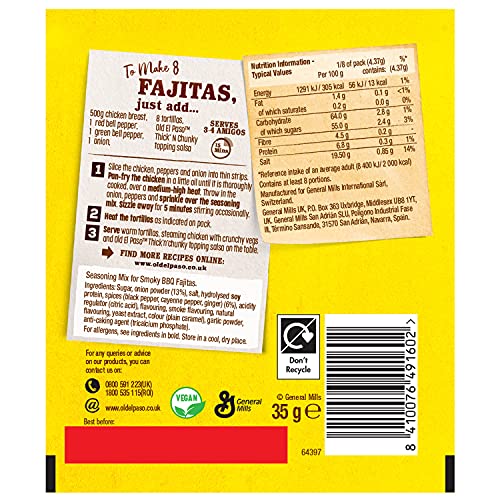 Old El Paso Mexican Smoky BBQ Fajita Seasoning Mix, 35g