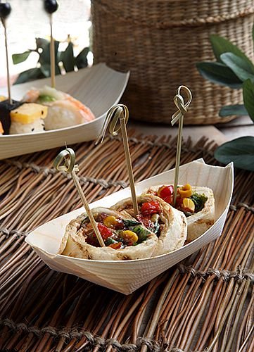 Papstar 84417 50 Finger Food Bowls, Wood 19 cm x 10 cm"Boats"