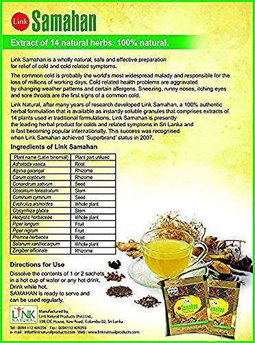 Ayurveda Herbal Samahan Ayurvedic Herbal Natural Tea Good And Effective Prevention and Relief from Colds and Symptoms of Colds, 60 Packets of 4 g