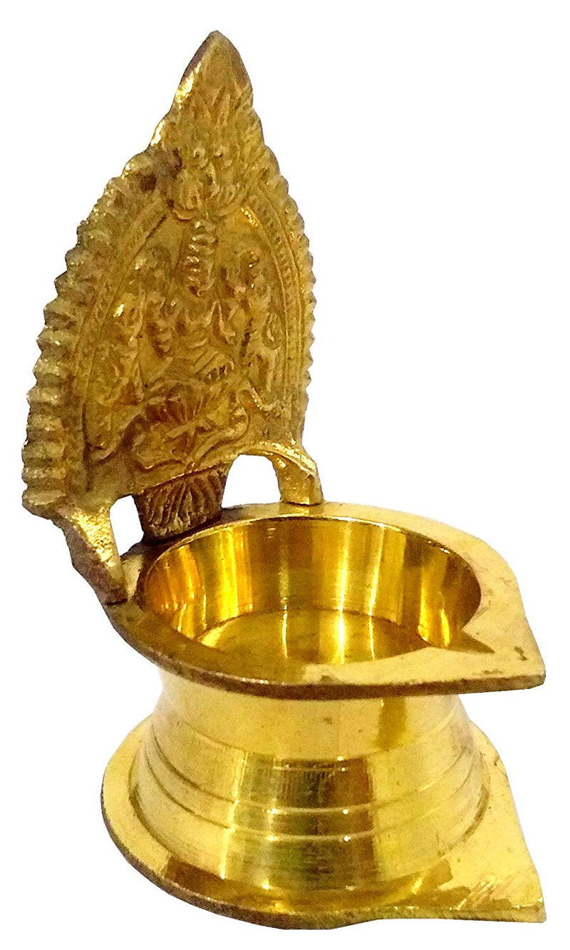 Purpledip Brass Kamakshi Vilakku: Ashta-Lakshmi Oil Lamp Diya (11830)