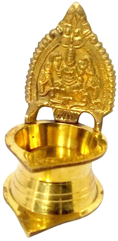 Purpledip Brass Kamakshi Vilakku: Ashta-Lakshmi Oil Lamp Diya (11830)