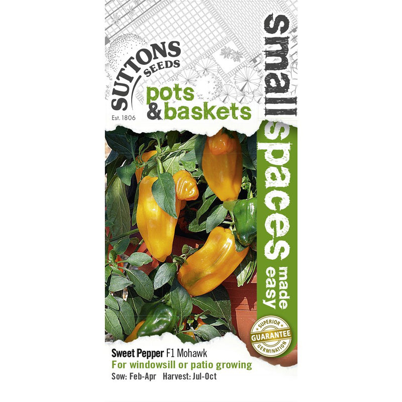 Suttons Seeds Capsicum Sweet Pepper F1 Mohawk Seeds