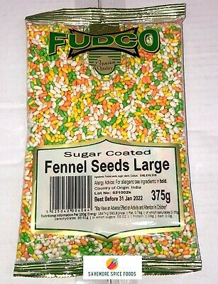 FUDCO SUGAR COATED FENNEL SEEDS 375G LARGE