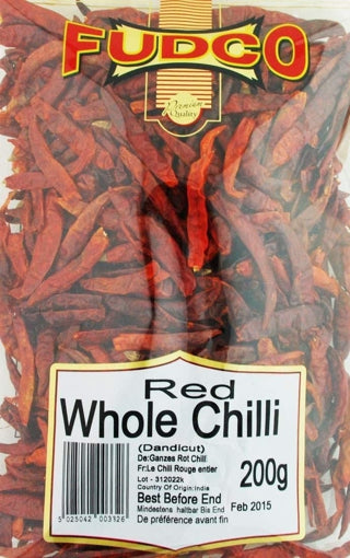 FUDCO RED CHILLI WHOLE 200G DANDICUT